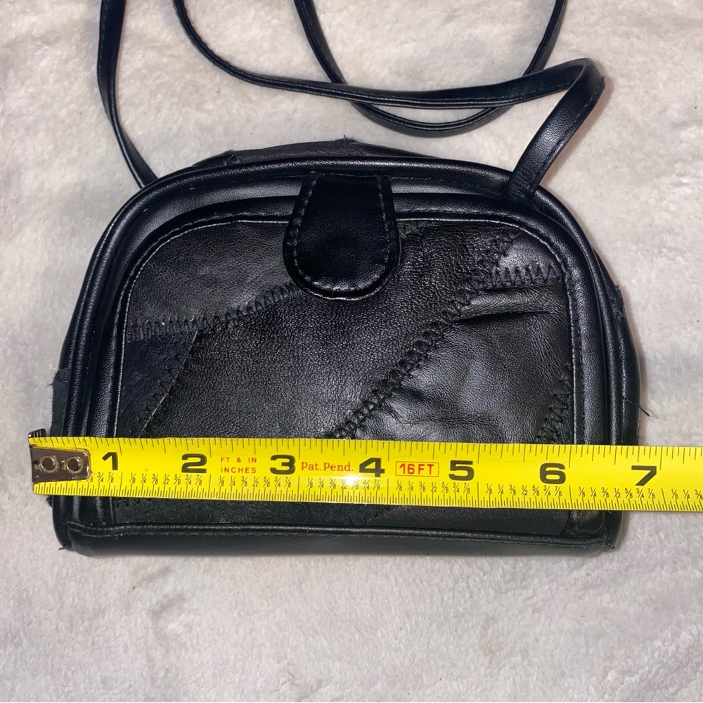 Vintage Black Leather Patchwork Mini Crossbody Pu… - image 8
